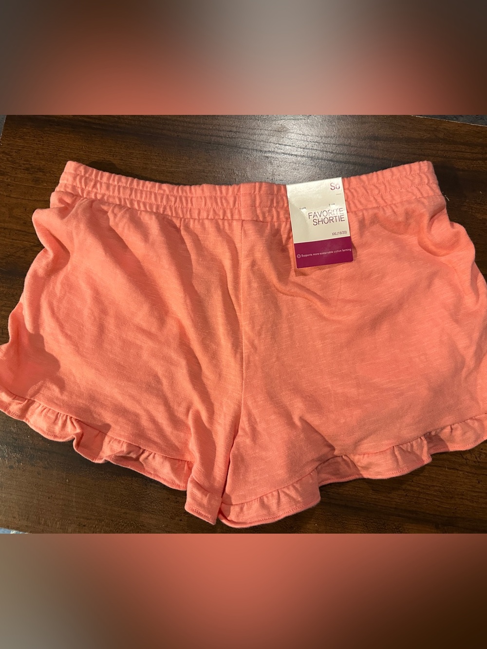 Favorite Shortie Ruffle Hem Lounge Shorts - Coral Pink